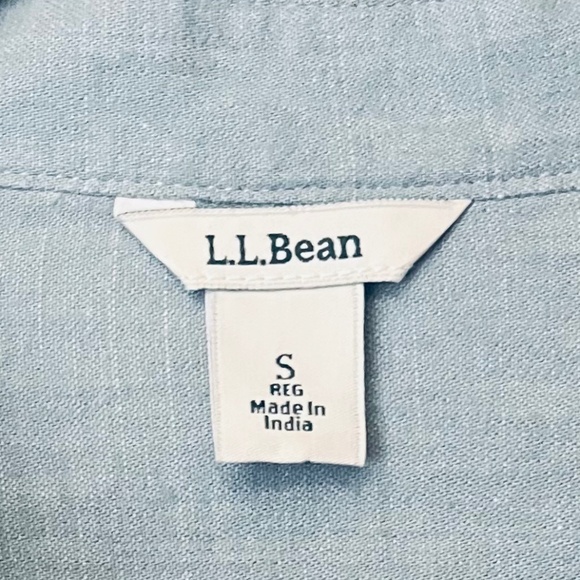L.L. Bean Linen Tencel Blend 3/4 Sleeve Dusty Coastal Blue Tone Very Soft Size S - Picture 7 of 9